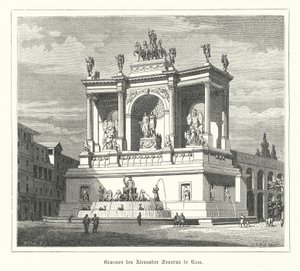 Fontána Alexandra Severa, starověký Řím (rytina) od German School