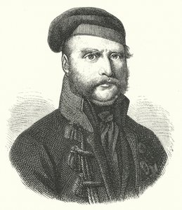 Frederick William, vévoda z Brunswick-Wolfenbuttel, německý voják, který vedl Black Brunswickers proti Francouzům během jejich okupace Německa v napoleonských válkách (rytina) od German School
