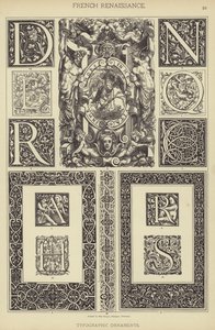 Francouzská renesance, typografické ornamenty (barevné lito) od German School