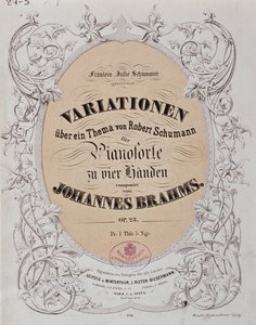 Frontispis "Variace na téma Roberta Schumanna" (op. 23) od Johannese Brahmse (1833-1897) od German School