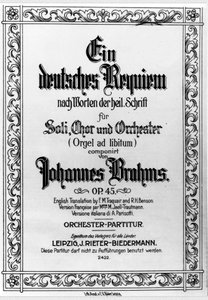 Frontispis německého Requiem od Johannese Brahmse (1833 - 1897) (litho) od German School