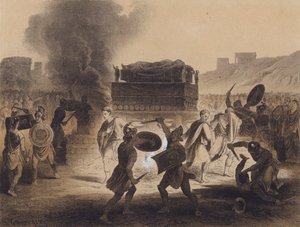 Pohřeb v klasickém období (barevná litografie) od German School