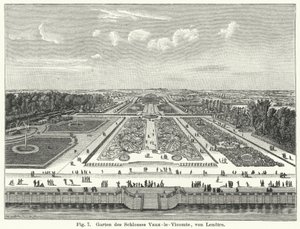 Zahradní design: zahrady Chateau de Vaux-le-Vicomte, Maincy, Francie, vytyčené Andre le Notre v 17. století (rytina) od German School