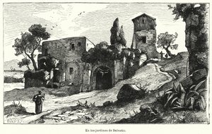 Gardens of Sallust, Řím, Itálie (litho) od German School