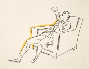 Gentleman fouká kouřové dýmovnice, ze Stylu, pub.1922 (pochoir print) od German School