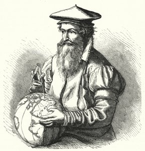 Gerardus Mercator , vlámský geograf a kartograf (rytina) od German School