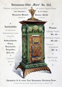 Německá reklama na kotel v secesním stylu, konec 19. století od German School