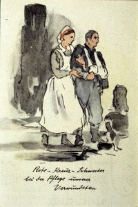 Německá zdravotní sestra podpírá zraněného muže. 1942. od German School