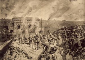 Německé jednotky útočí na Porte du Douai v Lille dne 12. října 1914 od German School