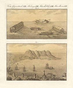Gibraltar a plavecké baterie (barevné rytí) od German School