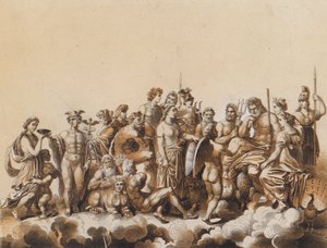 Bohové klasické doby (barevná litografie) od German School