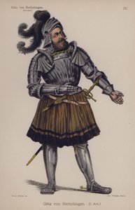Gotz von Berlichingen, titulní postava ze hry Goetha (barevné lito) od German School