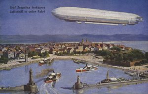 Vzducholoď hraběte Ferdinanda von Zeppelina za letu od German School