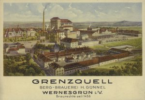 Pivovar Grenzquell, Wernesgrun, Sasko, Německo (barevné lito) od German School