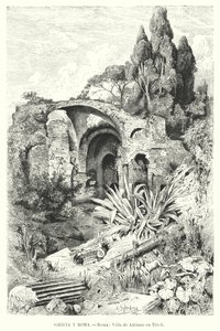 Hadriánova vila, Tivoli, Itálie (litho) od German School