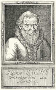 Hans Sachs , německý dramatik a spisovatel (rytina) od German School