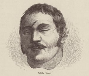 Hlava Ferdinanda von Schilla, pruského vojáka, který se vzbouřil proti francouzské okupaci (rytina) od German School