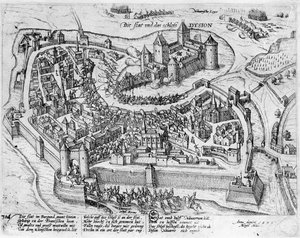 Henri IV (1553-1610) vstoupil do Dijonu po vítězství u Fontaine-Francaise nad Španělskem, 5. června 1595 od German School