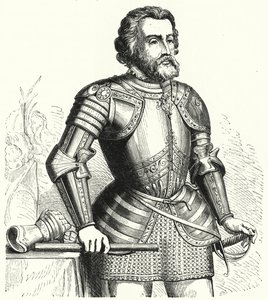 Hernan Cortes, španělský conquistador (rytina) od German School