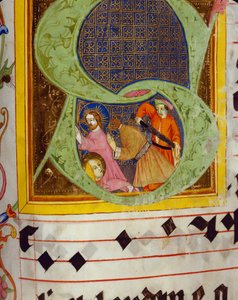 Historizovaná iniciála S s dekolonizací svatého Jana Křtitele z graduálu Friedricha Zollnera z Langenzennu, 1439-42. od German School