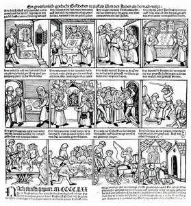 Host znesvěcení pasovskými Židy v roce 1477 od German School