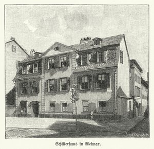 Dům básníka, dramatika a filozofa Friedricha Schillera, Weimar, Německo (litho) od German School