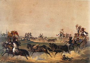 Maďarský svatební průvod, kolem 1855 (barevné lito) od German School
