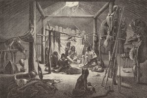 Chata náčelníka severoamerických indiánů (rytina) od German School
