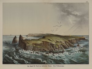 Ile Saint-Paul, sopečný ostrov v Indickém oceánu (barva litho) od German School