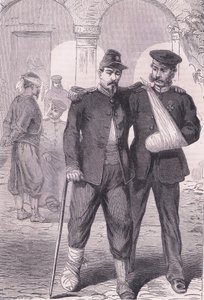 V nemocnici Cassellova historie války mezi Francií a Německem vydaná Cassell and Company Limited, kolem roku 1890 (litho) od German School
