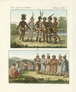 Obyvatelé severozápadního pobřeží Ameriky (barevná rytina) od German School