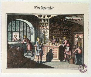 Interiér lékárny, cca 1700 od German School