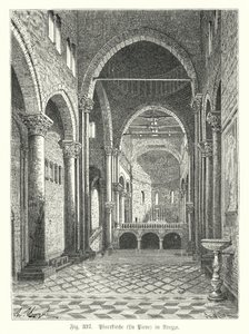 Interiér kostela Santa Maria della Pieve, Arezzo, Itálie (rytina) od German School