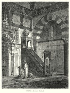 Interiér mešity Amir Altinbugha al-Maridani, Káhira, Egypt (litho) od German School