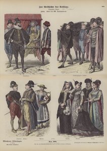 Italské kostýmy, konec 16. století (barevná rytina) od German School