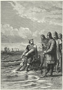 Král Canute a vlny (rytina) od German School