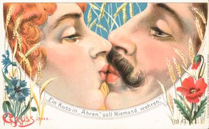 Polibek (barevná litografie) od German School