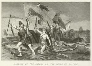 Vylodění Sasů na pobřeží Británie od German School