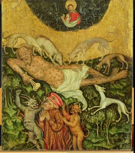 Lazarus a bohatý muž, kolem roku 1400 od German School