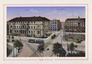 Lipsko, Blucherplatz (barevná litografie) od German School