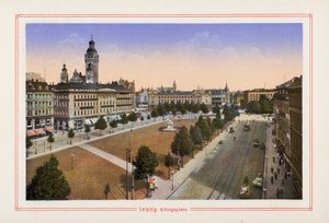 Lipsko, Konigsplatz (barevná litografie) od German School