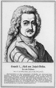 Leopold I., princ z Anhalt-Dessau, starý Dessauer (rytina) od German School