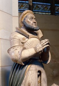 Alabastrová socha kurfiřta Fredericka Moudrého v životní velikosti v zámeckém kostele, Wittenberg, kolem 1529-21 (alabastr)