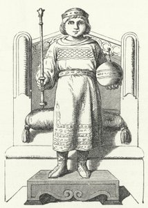 Louis the Child, poslední karolínský král východní Francie (rytina) od German School