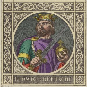 Ludwig D Deutsche, 840-876 (barevná rytina) od German School
