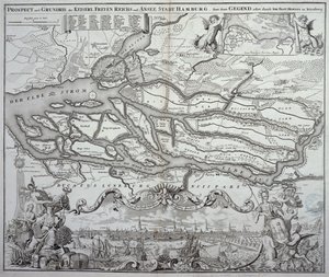 Mapa Hamburku a okolí, zveřejněná v Norimberku