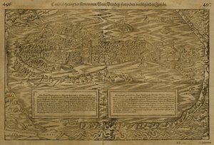 Mapa Benátek, Sebastian Munster (1488-1552), publikovaná v Basileji, kolem roku 1560