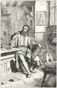 Martin Luther překládá Bibli do němčiny (rytina) od German School