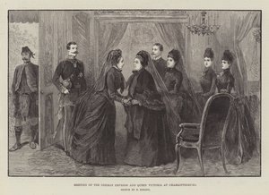 Setkání německé císařovny a královny Viktorie v Charlottenburgu (rytina) od German School