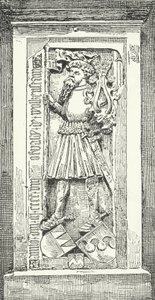 Pamětní kámen v katedrále v Brixen německého básníka a diplomata Oswalda von Wolkenstein (rytina) od German School